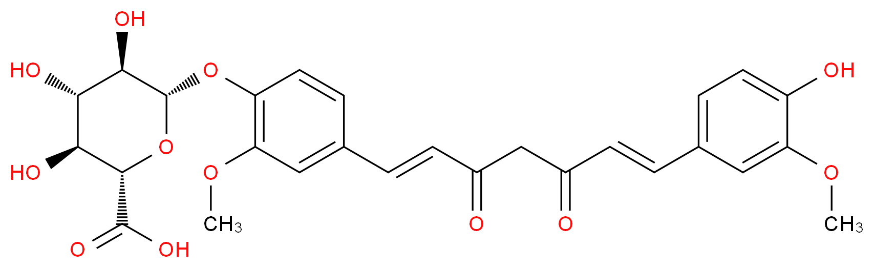 (2S,3S,4S,5R,6S)-3,4,5-trihydroxy-6-{4-[(1E,6E)-7-(4-hydroxy-3-methoxyphenyl)-3,5-dioxohepta-1,6-dien-1-yl]-2-methoxyphenoxy}oxane-2-carboxylic acid_分子结构_CAS_227466-72-0