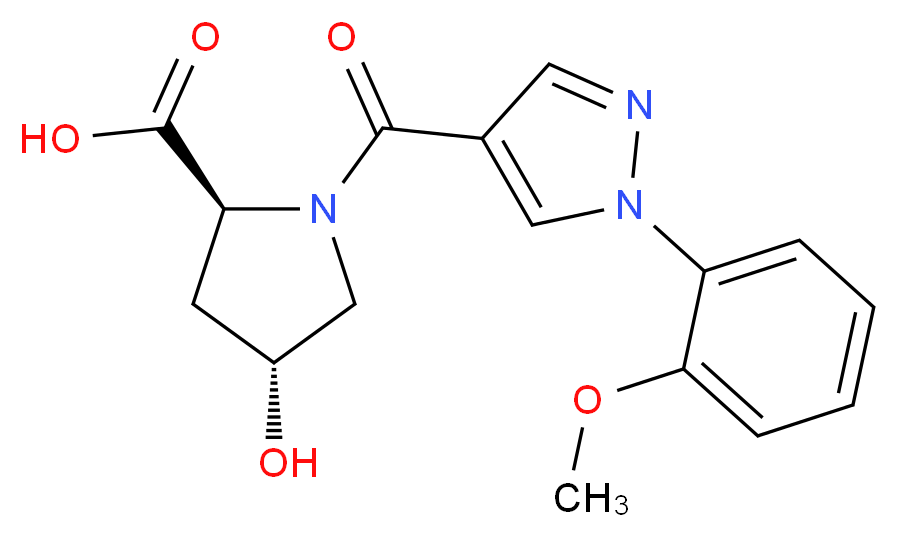 (4R)-4-hydroxy-1-{[1-(2-methoxyphenyl)-1H-pyrazol-4-yl]carbonyl}-L-proline_分子结构_CAS_)