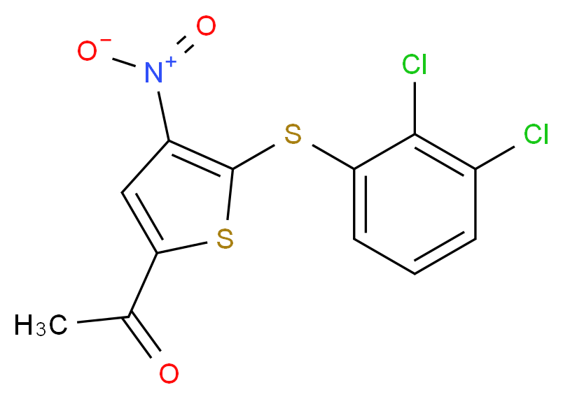 1-{5-[(2,3-dichlorophenyl)sulfanyl]-4-nitrothiophen-2-yl}ethan-1-one_分子结构_CAS_882257-11-6