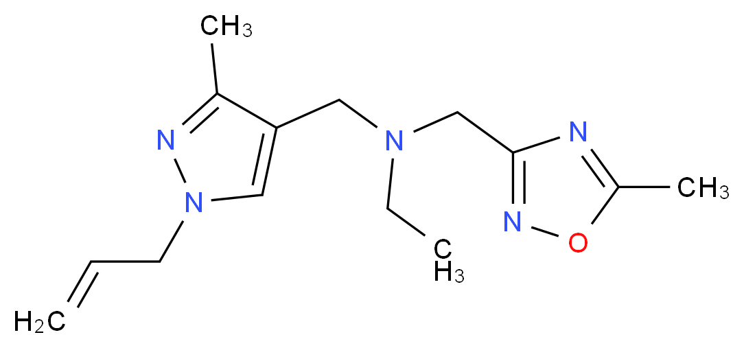 N-[(1-allyl-3-methyl-1H-pyrazol-4-yl)methyl]-N-[(5-methyl-1,2,4-oxadiazol-3-yl)methyl]ethanamine_分子结构_CAS_)