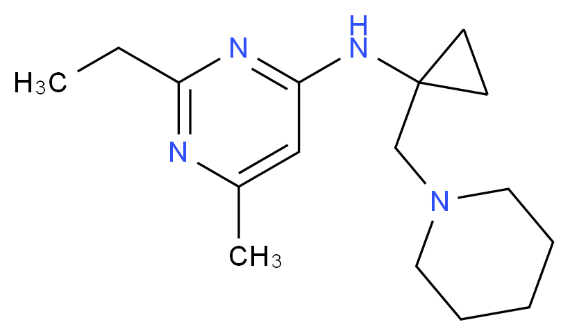 2-ethyl-6-methyl-N-[1-(piperidin-1-ylmethyl)cyclopropyl]pyrimidin-4-amine_分子结构_CAS_)