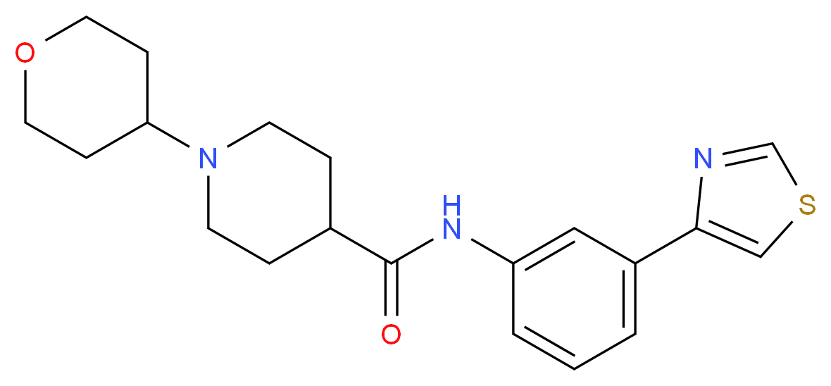 1-(tetrahydro-2H-pyran-4-yl)-N-[3-(1,3-thiazol-4-yl)phenyl]-4-piperidinecarboxamide_分子结构_CAS_)