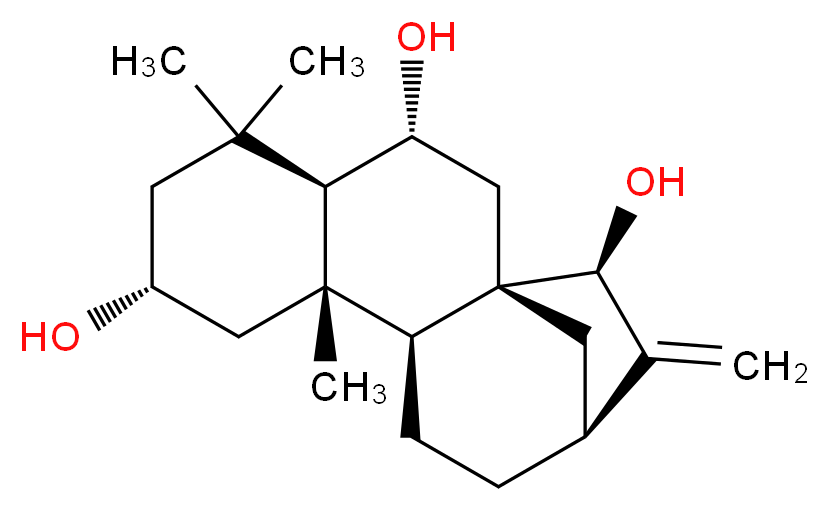 (1S,3R,4R,7R,9S,10S,13R,15S)-5,5,9-trimethyl-14-methylidenetetracyclo[11.2.1.0<sup>1</sup>,<sup>1</sup><sup>0</sup>.0<sup>4</sup>,<sup>9</sup>]hexadecane-3,7,15-triol_分子结构_CAS_53452-32-7