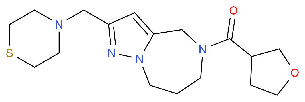 5-(tetrahydro-3-furanylcarbonyl)-2-(4-thiomorpholinylmethyl)-5,6,7,8-tetrahydro-4H-pyrazolo[1,5-a][1,4]diazepine_分子结构_CAS_)
