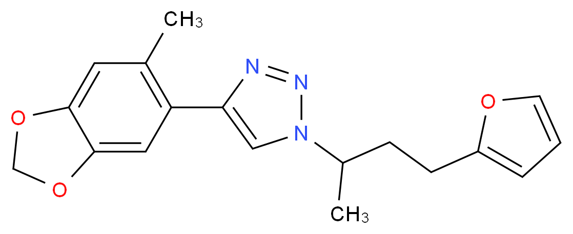 1-[3-(2-furyl)-1-methylpropyl]-4-(6-methyl-1,3-benzodioxol-5-yl)-1H-1,2,3-triazole_分子结构_CAS_)
