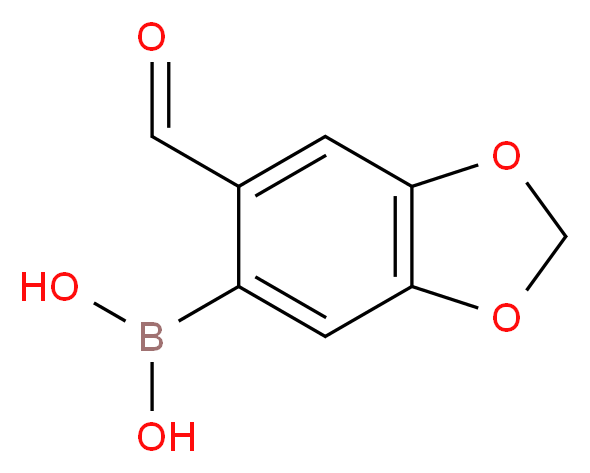 (2-甲酰基-4,5-亚甲二氧基)苯基硼酸_分子结构_CAS_94838-88-7)