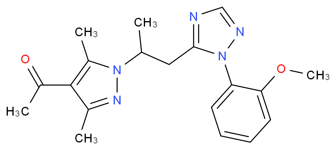 1-(1-{2-[1-(2-methoxyphenyl)-1H-1,2,4-triazol-5-yl]-1-methylethyl}-3,5-dimethyl-1H-pyrazol-4-yl)ethanone_分子结构_CAS_)
