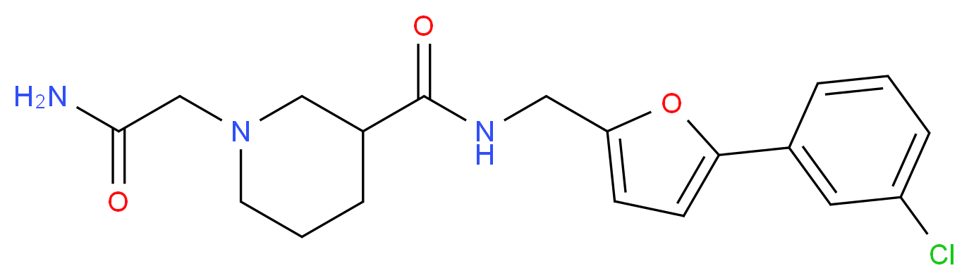 1-(2-amino-2-oxoethyl)-N-{[5-(3-chlorophenyl)-2-furyl]methyl}-3-piperidinecarboxamide_分子结构_CAS_)