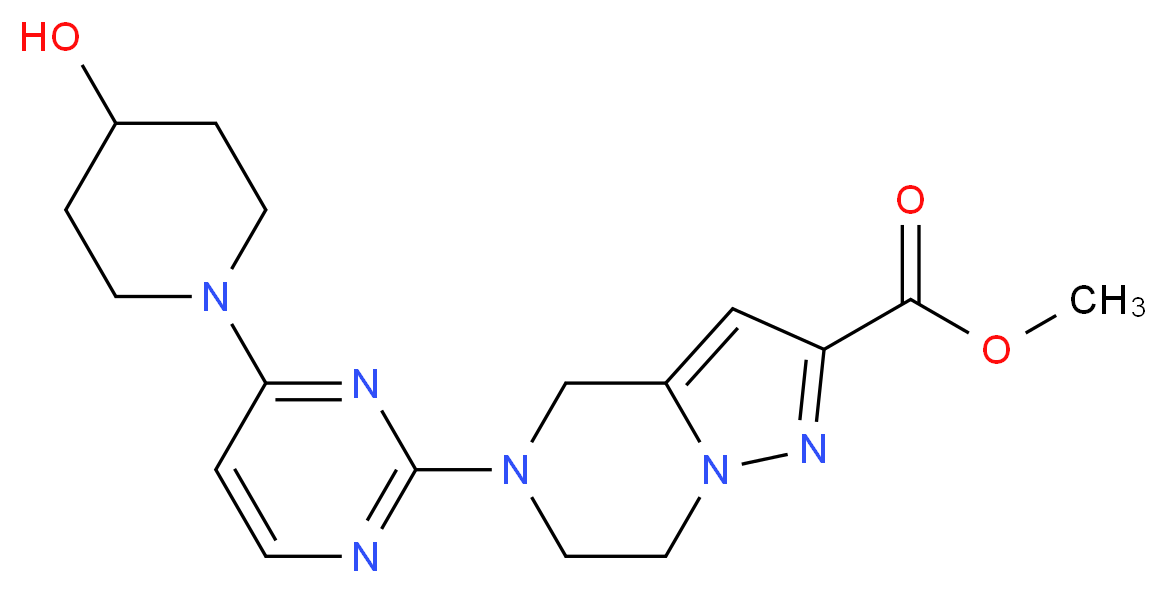 methyl 5-[4-(4-hydroxypiperidin-1-yl)pyrimidin-2-yl]-4,5,6,7-tetrahydropyrazolo[1,5-a]pyrazine-2-carboxylate_分子结构_CAS_)