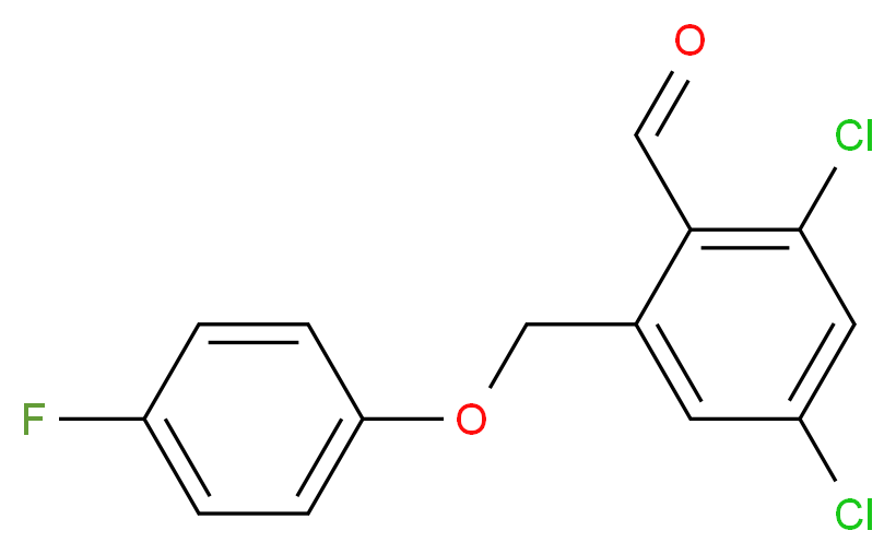 2,4-dichloro-6-[(4-fluorophenoxy)methyl]benzaldehyde_分子结构_CAS_886362-88-5
