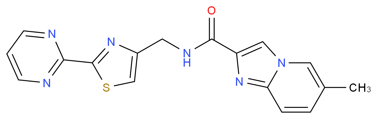 6-methyl-N-{[2-(2-pyrimidinyl)-1,3-thiazol-4-yl]methyl}imidazo[1,2-a]pyridine-2-carboxamide_分子结构_CAS_)