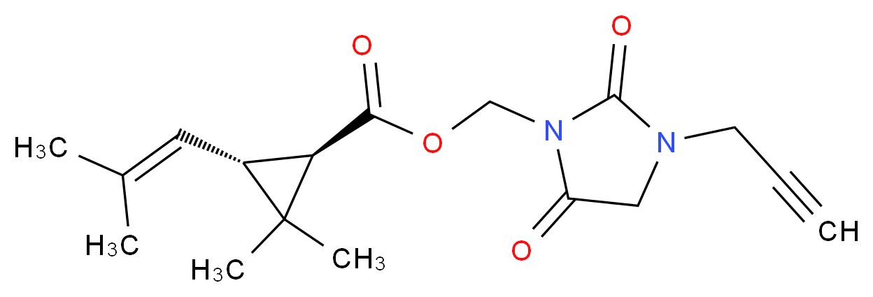 [2,5-dioxo-3-(prop-2-yn-1-yl)imidazolidin-1-yl]methyl (1R,3R)-2,2-dimethyl-3-(2-methylprop-1-en-1-yl)cyclopropane-1-carboxylate_分子结构_CAS_72963-72-5