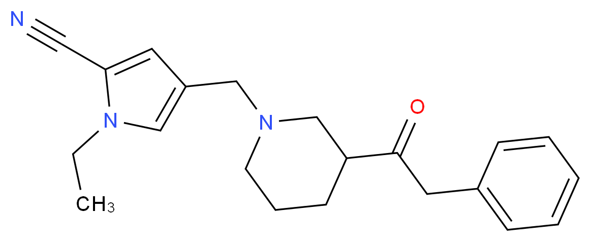 1-ethyl-4-{[3-(phenylacetyl)-1-piperidinyl]methyl}-1H-pyrrole-2-carbonitrile_分子结构_CAS_)