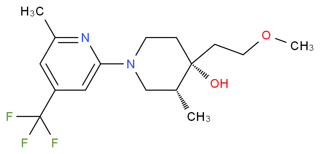 (3R*,4R*)-4-(2-methoxyethyl)-3-methyl-1-[6-methyl-4-(trifluoromethyl)-2-pyridinyl]-4-piperidinol_分子结构_CAS_)