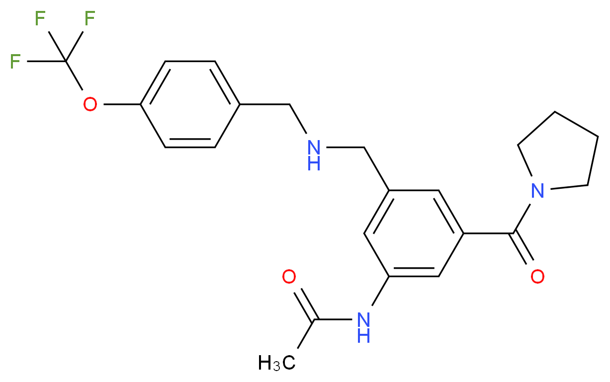 N-[3-(1-pyrrolidinylcarbonyl)-5-({[4-(trifluoromethoxy)benzyl]amino}methyl)phenyl]acetamide_分子结构_CAS_)