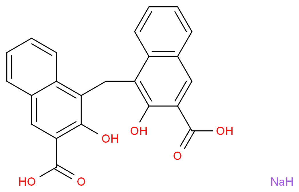 4-[(3-carboxy-2-hydroxynaphthalen-1-yl)methyl]-3-hydroxynaphthalene-2-carboxylic acid sodium_分子结构_CAS_6640-22-8