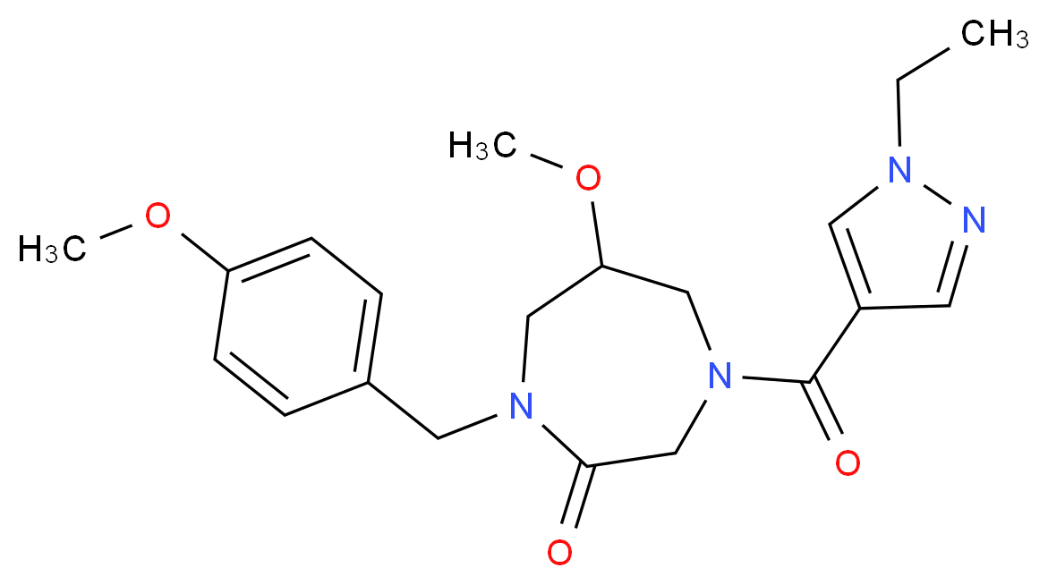 4-[(1-ethyl-1H-pyrazol-4-yl)carbonyl]-6-methoxy-1-(4-methoxybenzyl)-1,4-diazepan-2-one_分子结构_CAS_)