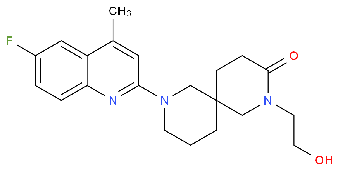 8-(6-fluoro-4-methyl-2-quinolinyl)-2-(2-hydroxyethyl)-2,8-diazaspiro[5.5]undecan-3-one_分子结构_CAS_)