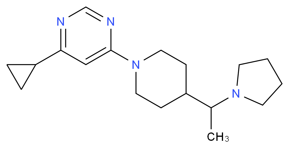4-cyclopropyl-6-{4-[1-(1-pyrrolidinyl)ethyl]-1-piperidinyl}pyrimidine_分子结构_CAS_)