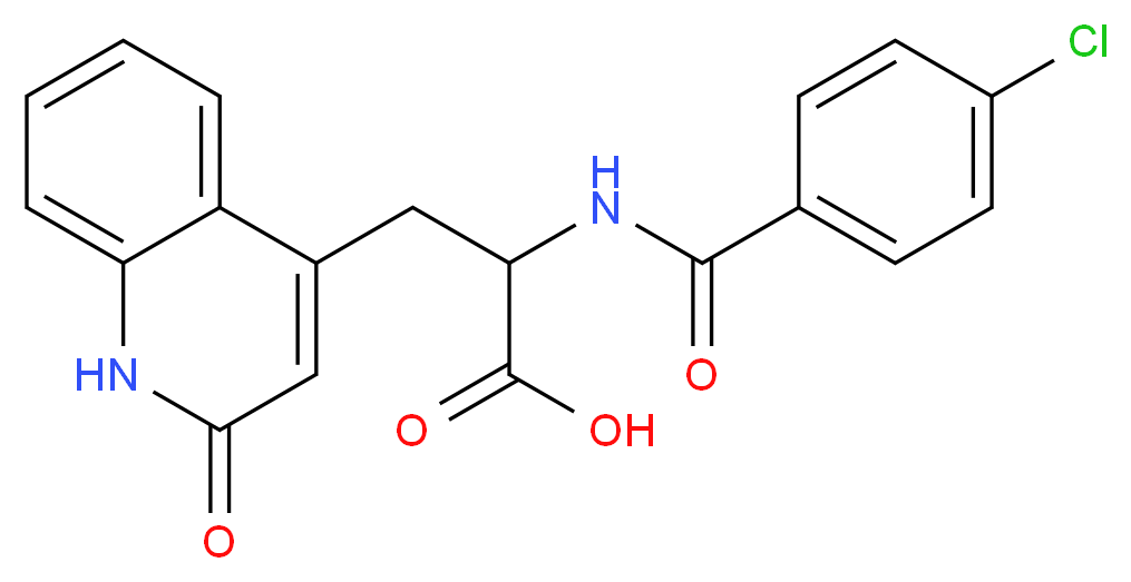 2-[(4-chlorophenyl)formamido]-3-(2-oxo-1,2-dihydroquinolin-4-yl)propanoic acid_分子结构_CAS_90098-04-7