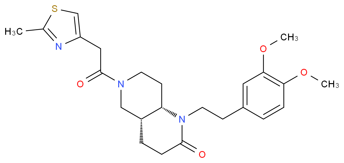 (4aR*,8aS*)-1-[2-(3,4-dimethoxyphenyl)ethyl]-6-[(2-methyl-1,3-thiazol-4-yl)acetyl]octahydro-1,6-naphthyridin-2(1H)-one_分子结构_CAS_)