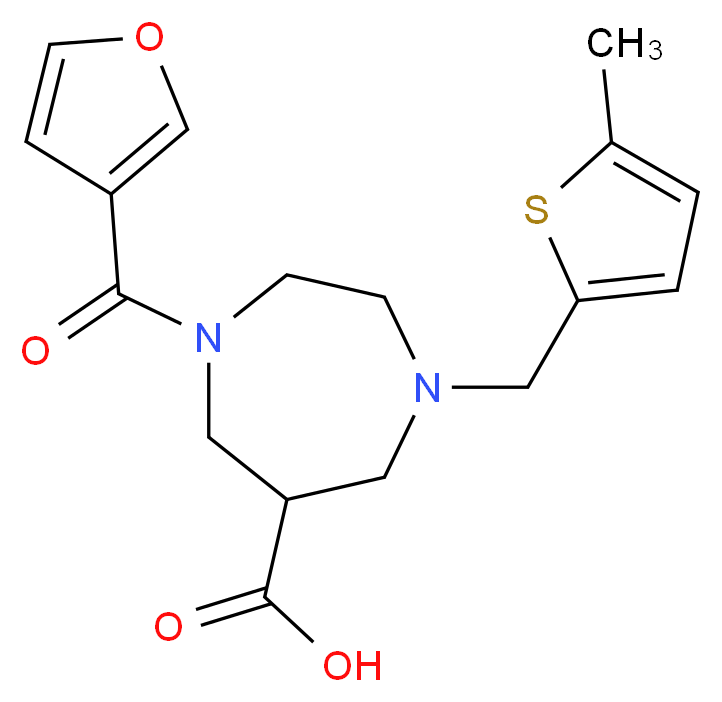 1-(3-furoyl)-4-[(5-methyl-2-thienyl)methyl]-1,4-diazepane-6-carboxylic acid_分子结构_CAS_)