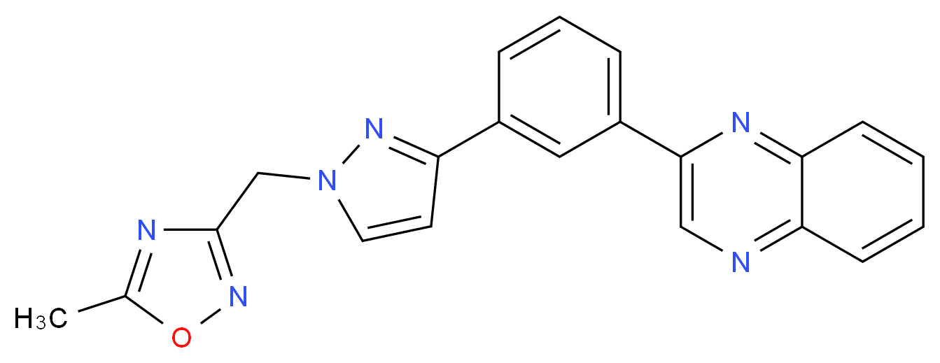 2-(3-{1-[(5-methyl-1,2,4-oxadiazol-3-yl)methyl]-1H-pyrazol-3-yl}phenyl)quinoxaline_分子结构_CAS_)