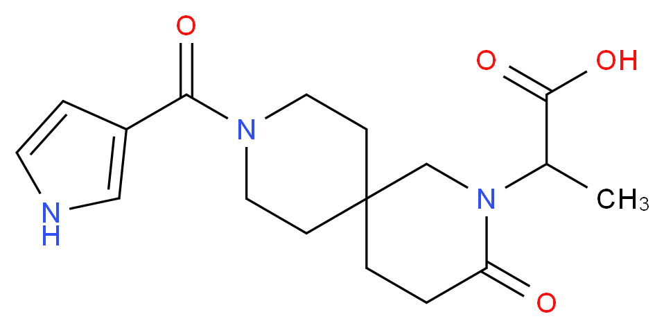 2-[3-oxo-9-(1H-pyrrol-3-ylcarbonyl)-2,9-diazaspiro[5.5]undec-2-yl]propanoic acid_分子结构_CAS_)