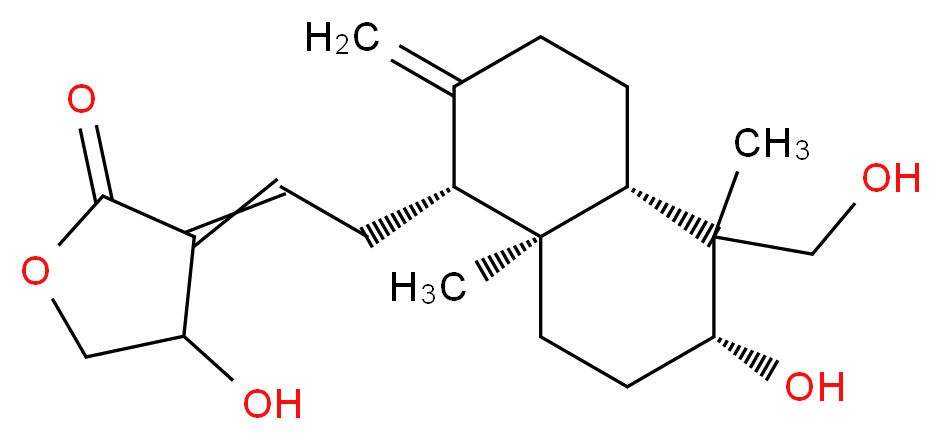 3-{2-[(1R,4aS,6R,8aS)-6-hydroxy-5-(hydroxymethyl)-5,8a-dimethyl-2-methylidene-decahydronaphthalen-1-yl]ethylidene}-4-hydroxyoxolan-2-one_分子结构_CAS_5508-58-7