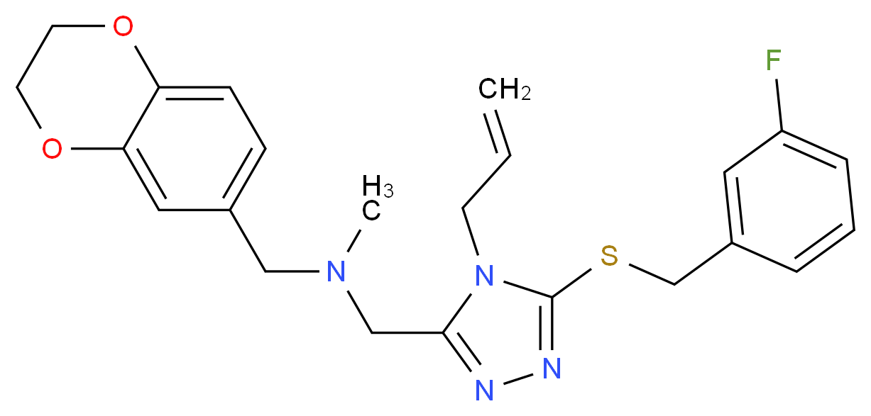 ({4-allyl-5-[(3-fluorobenzyl)thio]-4H-1,2,4-triazol-3-yl}methyl)(2,3-dihydro-1,4-benzodioxin-6-ylmethyl)methylamine_分子结构_CAS_)