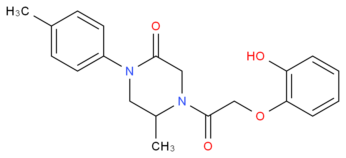4-[(2-hydroxyphenoxy)acetyl]-5-methyl-1-(4-methylphenyl)-2-piperazinone_分子结构_CAS_)