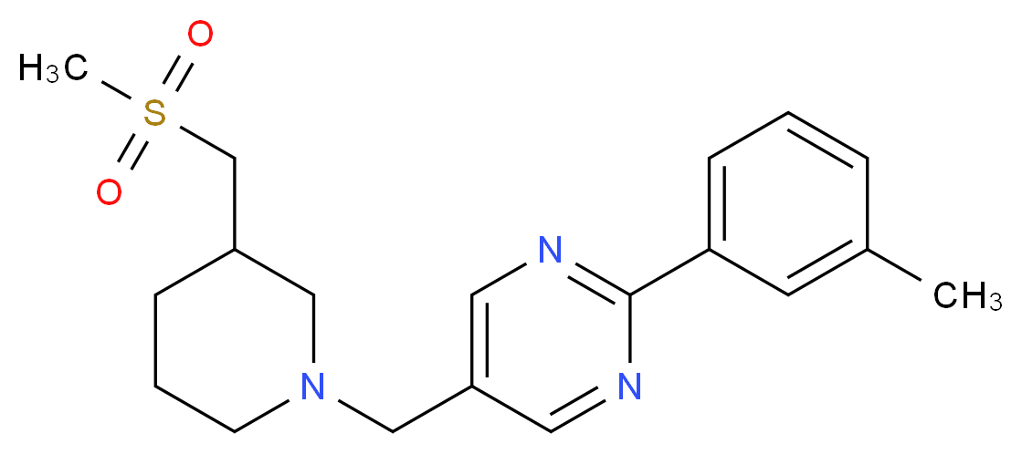 2-(3-methylphenyl)-5-({3-[(methylsulfonyl)methyl]piperidin-1-yl}methyl)pyrimidine_分子结构_CAS_)
