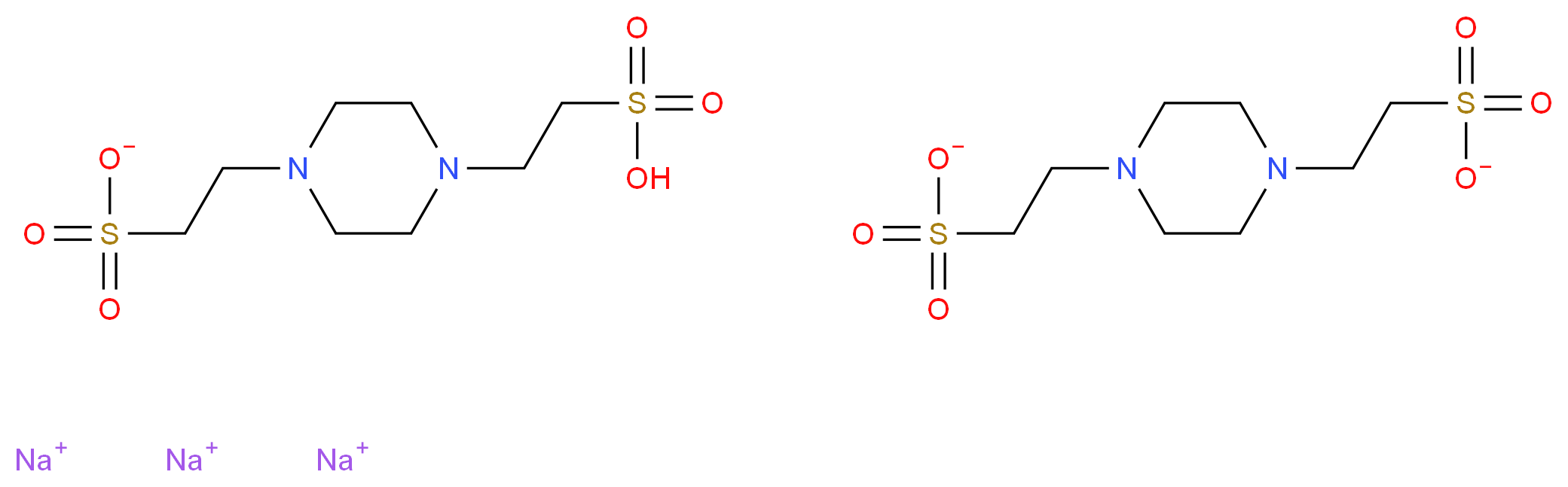trisodium 2-[4-(2-sulfoethyl)piperazin-1-yl]ethane-1-sulfonate 2-[4-(2-sulfonatoethyl)piperazin-1-yl]ethane-1-sulfonate_分子结构_CAS_100037-69-2