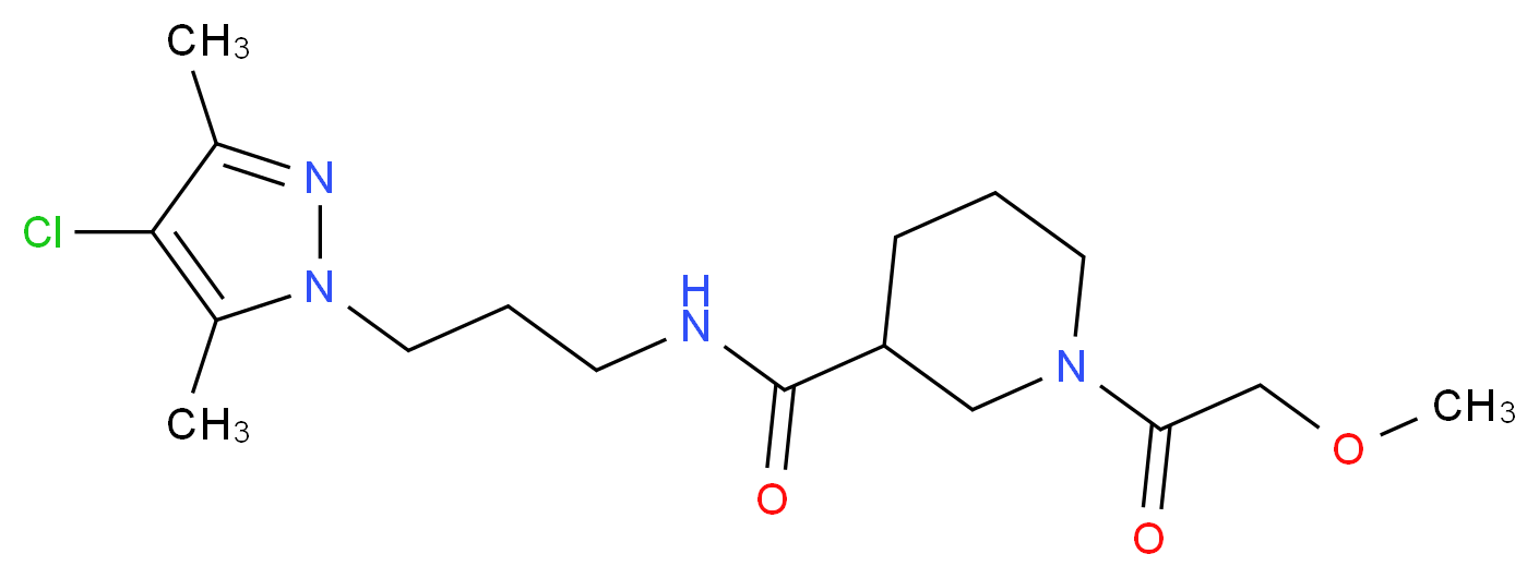 N-[3-(4-chloro-3,5-dimethyl-1H-pyrazol-1-yl)propyl]-1-(methoxyacetyl)-3-piperidinecarboxamide_分子结构_CAS_)