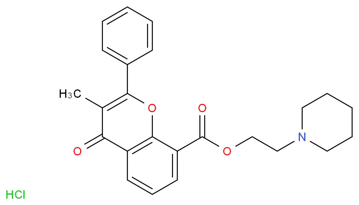 2-(piperidin-1-yl)ethyl 3-methyl-4-oxo-2-phenyl-4H-chromene-8-carboxylate hydrochloride_分子结构_CAS_3717-88-2