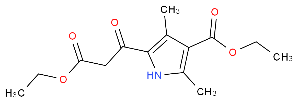 5-(2-Ethoxycarbonyl-acetyl)-2,4-dimethyl-1H-pyrrole-3-carboxylic acid ethyl ester_分子结构_CAS_963-69-9)