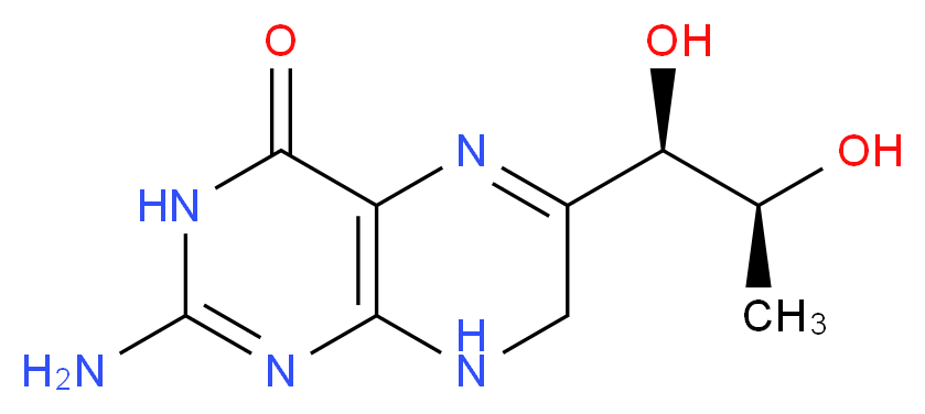 2-amino-6-[(1R,2S)-1,2-dihydroxypropyl]-3,4,7,8-tetrahydropteridin-4-one_分子结构_CAS_6779-87-9