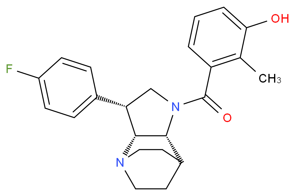 3-{[(3R*,3aR*,7aR*)-3-(4-fluorophenyl)hexahydro-4,7-ethanopyrrolo[3,2-b]pyridin-1(2H)-yl]carbonyl}-2-methylphenol_分子结构_CAS_)