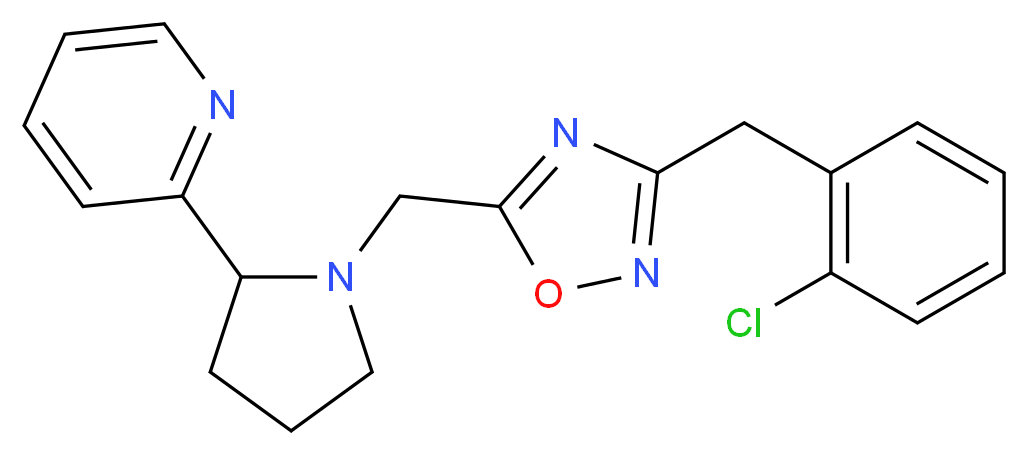 2-(1-{[3-(2-chlorobenzyl)-1,2,4-oxadiazol-5-yl]methyl}-2-pyrrolidinyl)pyridine_分子结构_CAS_)