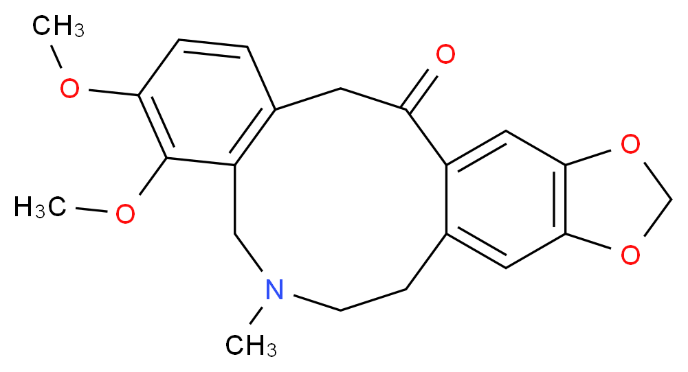 7,8-dimethoxy-11-methyl-17,19-dioxa-11-azatetracyclo[12.7.0.0^{4,9}.0^{16,20}]henicosa-1(21),4(9),5,7,14,16(20)-hexaen-2-one_分子结构_CAS_485-91-6