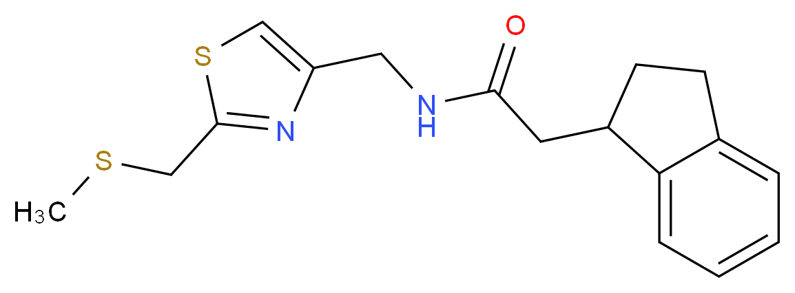 2-(2,3-dihydro-1H-inden-1-yl)-N-({2-[(methylthio)methyl]-1,3-thiazol-4-yl}methyl)acetamide_分子结构_CAS_)