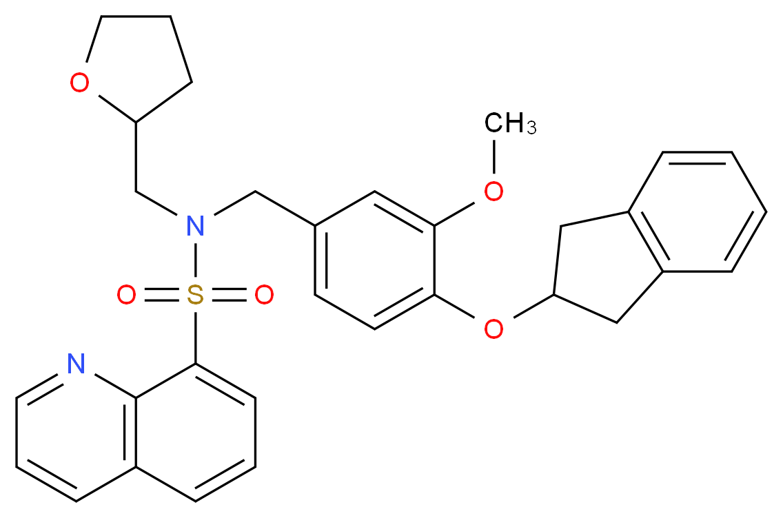 N-[4-(2,3-dihydro-1H-inden-2-yloxy)-3-methoxybenzyl]-N-(tetrahydro-2-furanylmethyl)-8-quinolinesulfonamide_分子结构_CAS_)