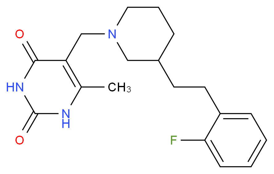5-({3-[2-(2-fluorophenyl)ethyl]-1-piperidinyl}methyl)-6-methyl-2,4(1H,3H)-pyrimidinedione_分子结构_CAS_)