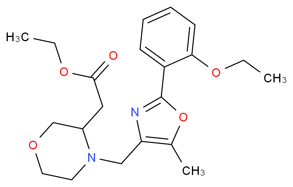 ethyl (4-{[2-(2-ethoxyphenyl)-5-methyl-1,3-oxazol-4-yl]methyl}-3-morpholinyl)acetate_分子结构_CAS_)