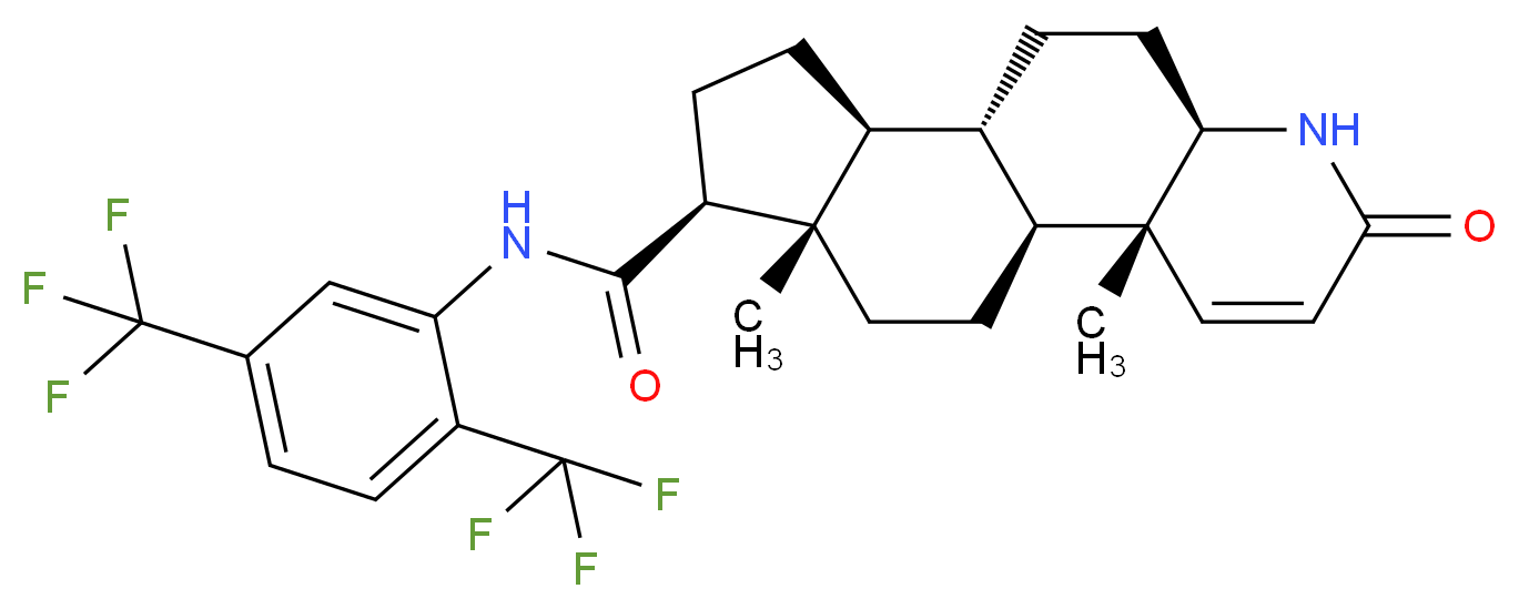 (1S,2R,7R,10S,11S,14S,15S)-N-[2,5-bis(trifluoromethyl)phenyl]-2,15-dimethyl-5-oxo-6-azatetracyclo[8.7.0.0^{2,7}.0^{11,15}]heptadec-3-ene-14-carboxamide_分子结构_CAS_164656-23-9