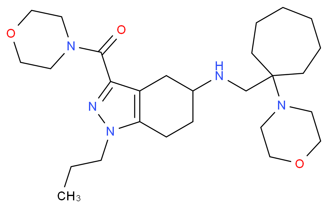 3-(4-morpholinylcarbonyl)-N-{[1-(4-morpholinyl)cycloheptyl]methyl}-1-propyl-4,5,6,7-tetrahydro-1H-indazol-5-amine_分子结构_CAS_)