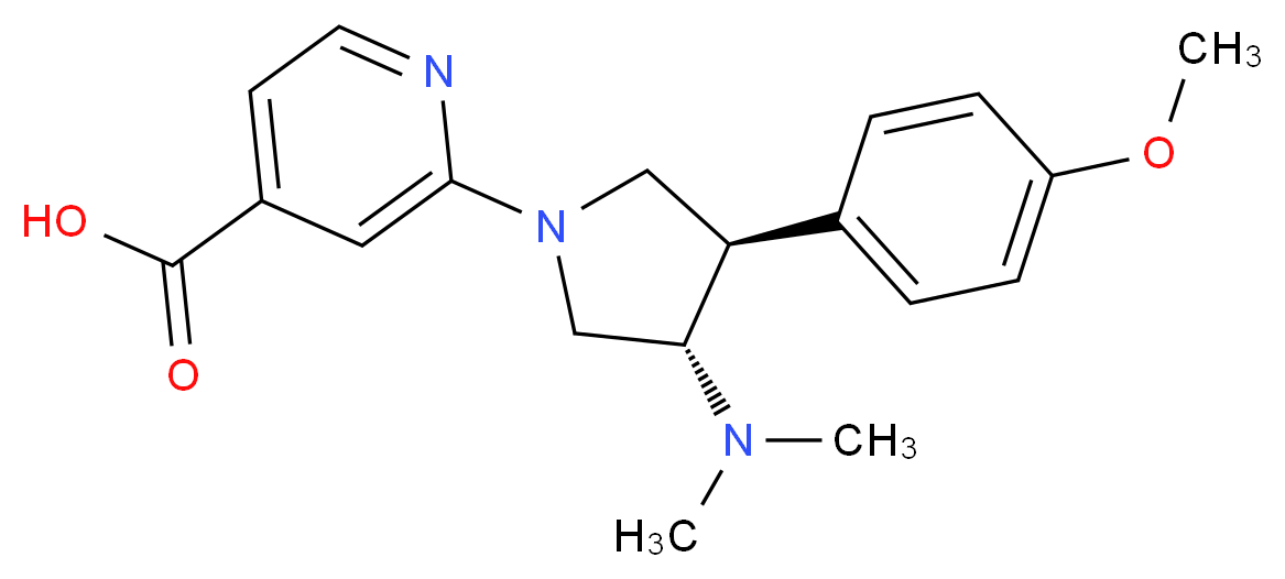 2-[(3S*,4R*)-3-(dimethylamino)-4-(4-methoxyphenyl)-1-pyrrolidinyl]isonicotinic acid_分子结构_CAS_)