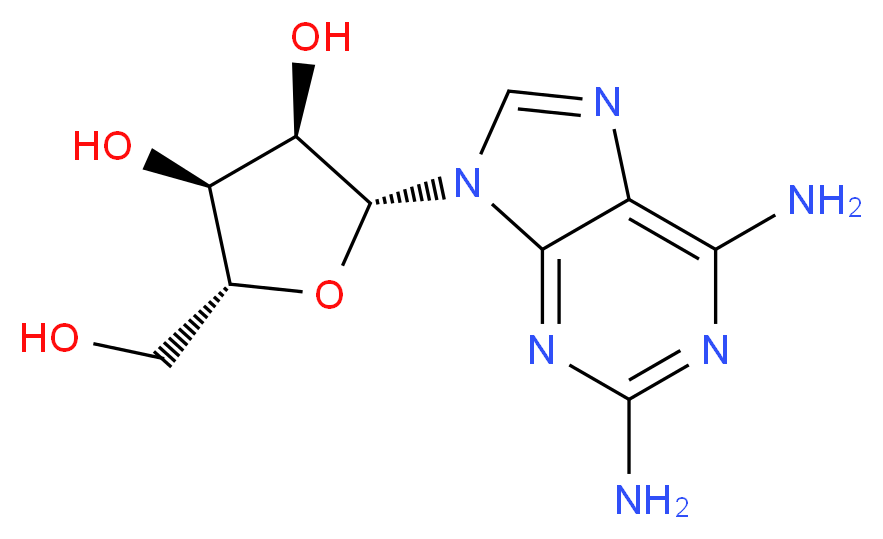 (2R,3R,4S,5R)-2-(2,6-diamino-9H-purin-9-yl)-5-(hydroxymethyl)oxolane-3,4-diol_分子结构_CAS_2096-10-8