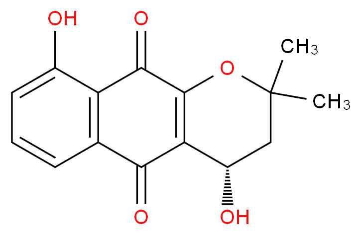 (4S)-4,9-dihydroxy-2,2-dimethyl-2H,3H,4H,5H,10H-naphtho[2,3-b]pyran-5,10-dione_分子结构_CAS_56473-67-7