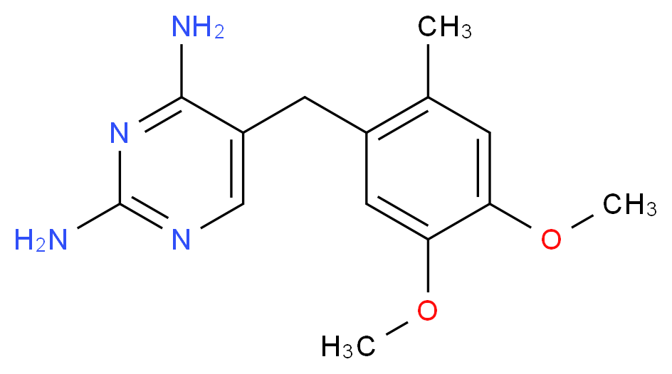 5-[(4,5-dimethoxy-2-methylphenyl)methyl]pyrimidine-2,4-diamine_分子结构_CAS_6981-18-6